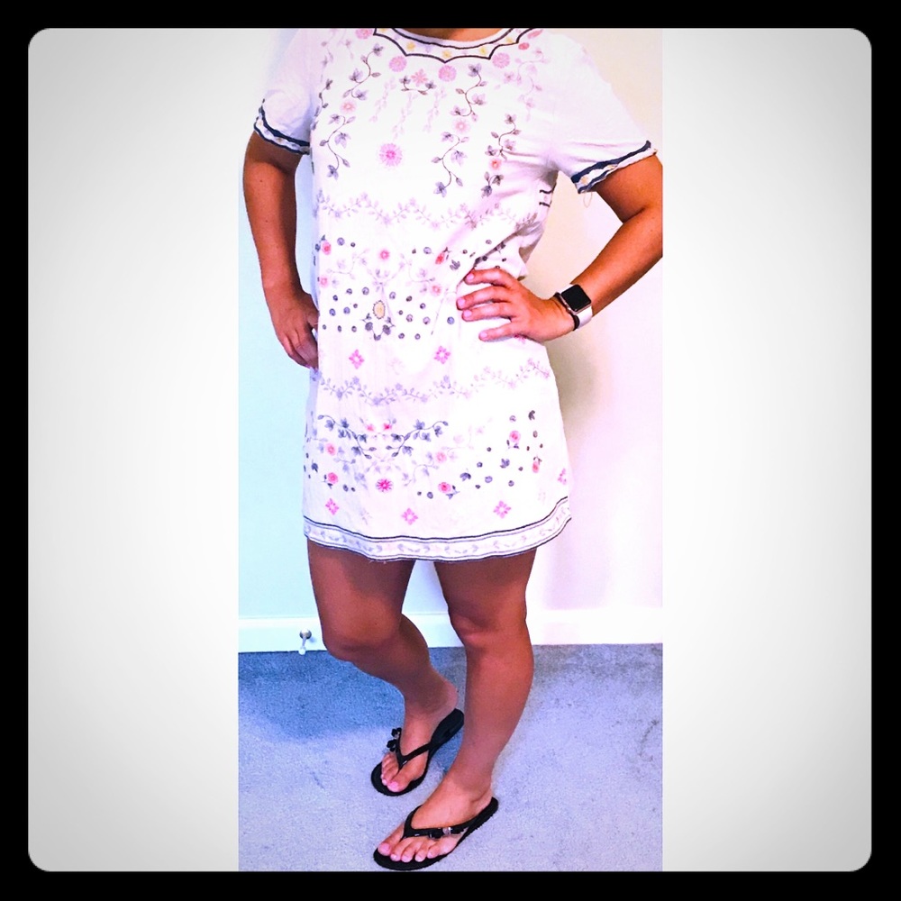 Floral Print, Crewneck, Above Knee Dress/Tunic